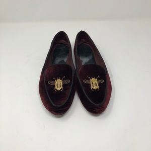 Zara Red Velvet Bee Smoking Slipper